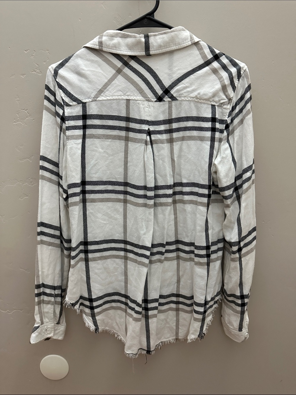 cloth & stone White Plaid Button-Down Shirt with Black and Tan Stripes - Picture 3 of 4